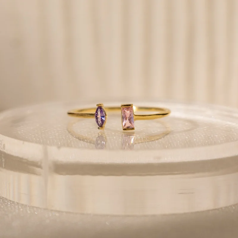 women's custom ring-Duo Marquise Baguette Ring