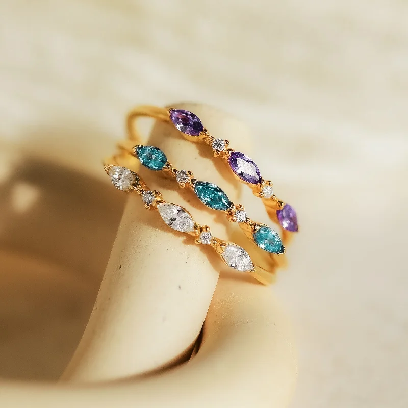 women's infinity ring-Triple Marquise Birthstone Ring