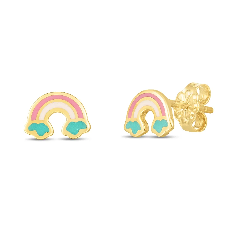 women's promise ring-14K Gold Rainbow Studs