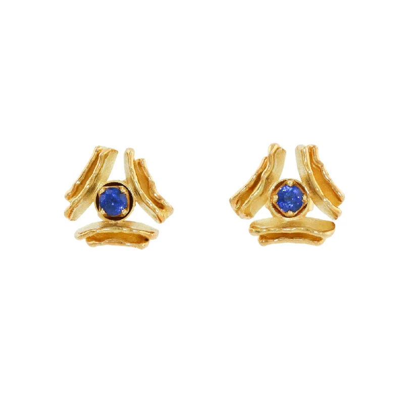 women's halo ring-18k Royal Blue Sapphire Toni Cavelti Studs