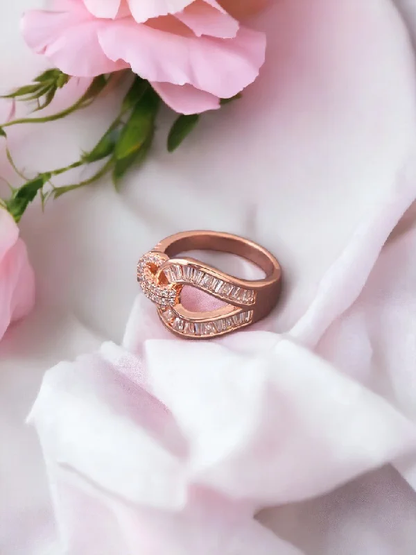 women's star ring-Rose Gold Kamesh Zirconia Ring - EOSS