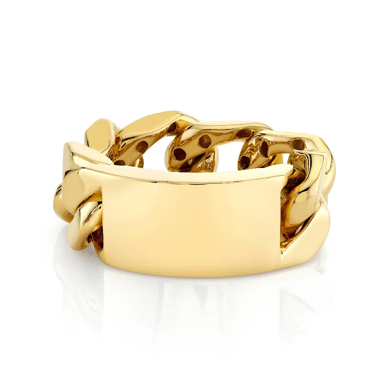 women's interlocking ring-READY TO SHIP MEN'S SOLID GOLD ID LINK RING