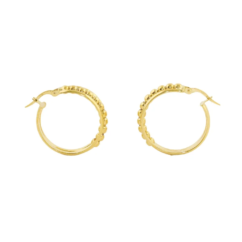 women's minimalist ring-14k Gold x 7mm Beaded Midi Hoops