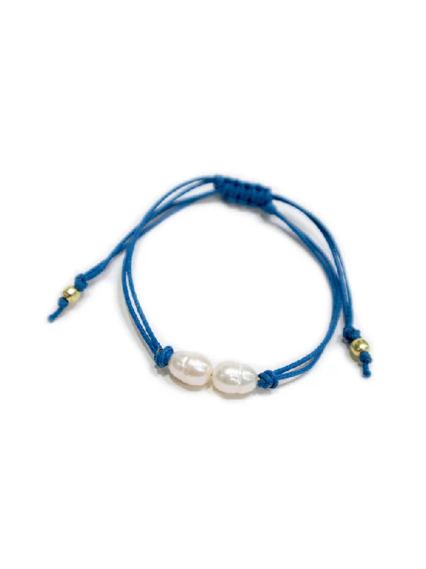 women's white gold necklace-Devin Corded Bracelet - Blue