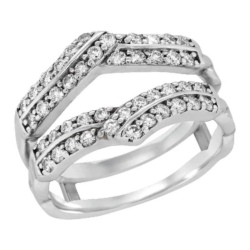 women's heirloom engagement ring-WHITE GOLD WEDDING RING INSERT WITH 44 DIAMONDS, .66 CT TW