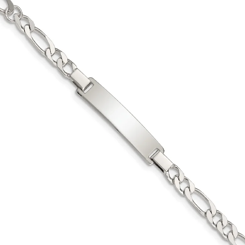 women's initial necklace-Sterling Silver 6-inch 6MM Childrens Lobster Clasp Figaro ID Bracelet