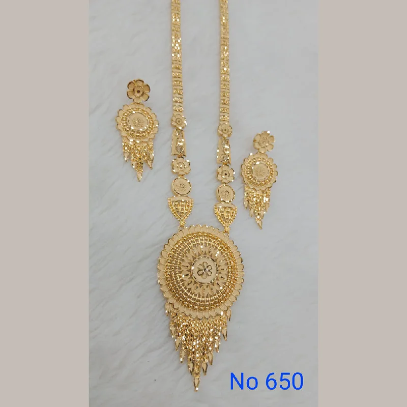 women's vintage necklace-Sunrise Gold  Forming  Long Necklace Set