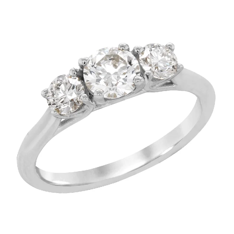 women's halo-style engagement ring-WHITE GOLD THREE LAB GROWN DIAMOND WEDDING RING, 1.00 CT TW