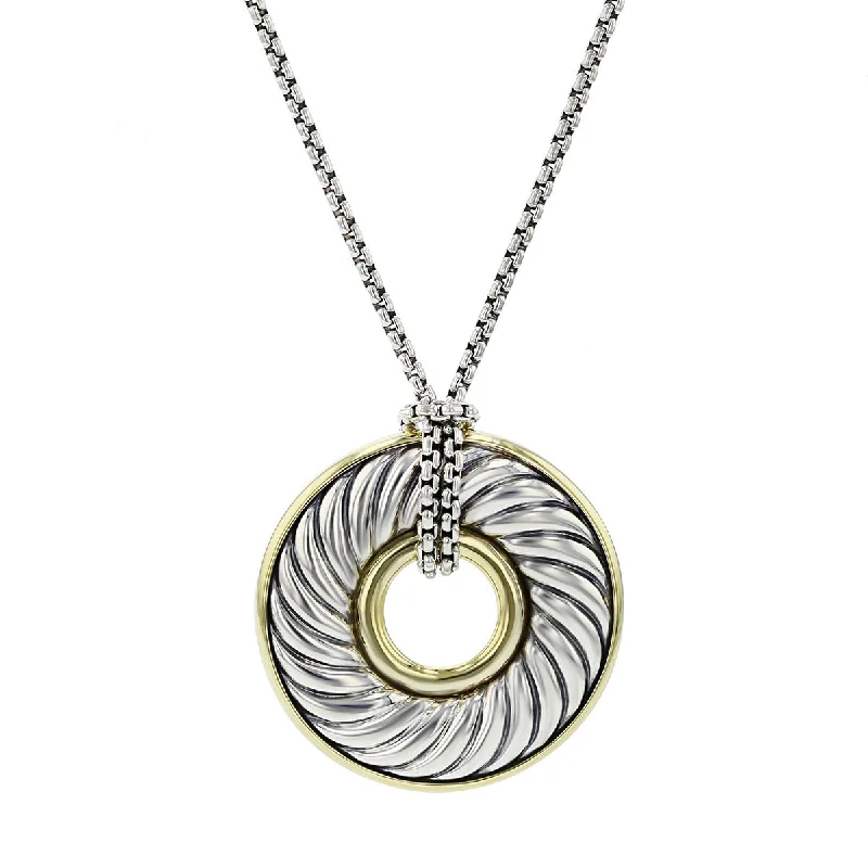 women's heart necklace-David Yurman Carved Cable Disc Pendant Necklace