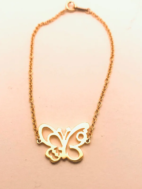 women's rose gold necklace-Butterfly in Arabic Bracelet