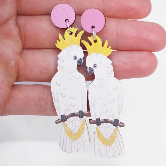 women's elegant ring-Pixie Nut & Co Dangle - White Cockatoo