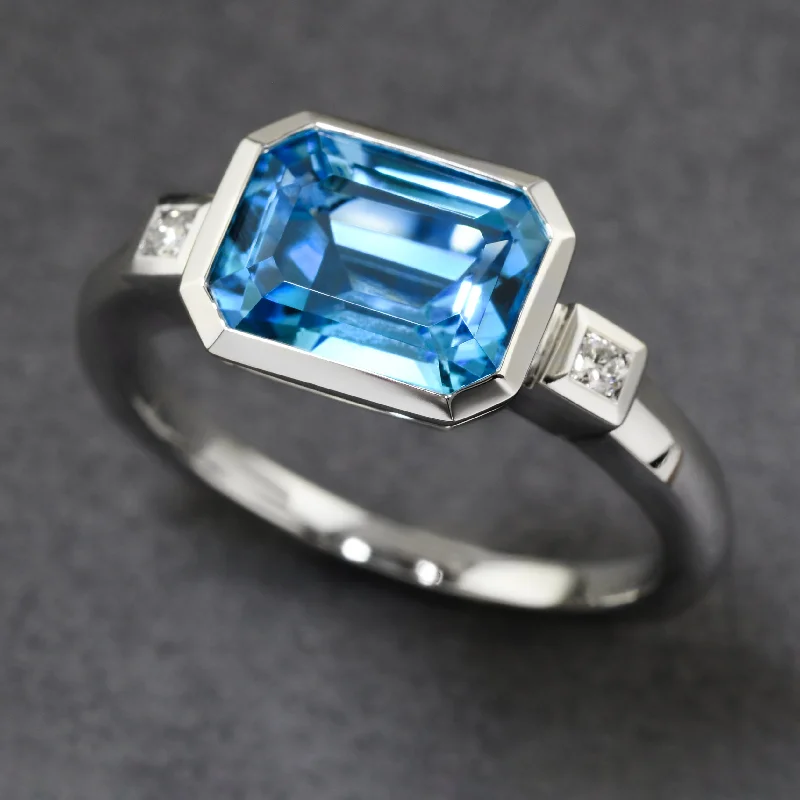 women's double band ring-Blue Topaz Dolce Ring