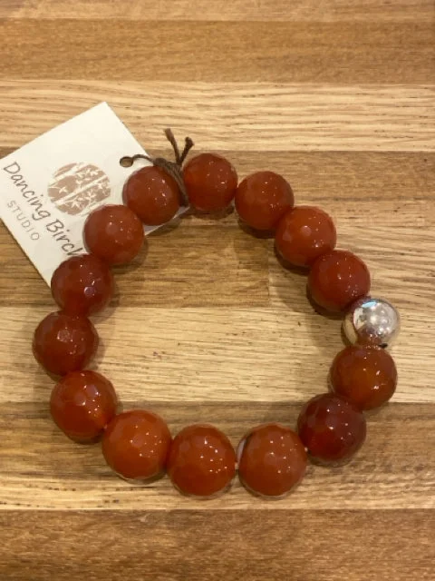 women's statement necklace-Carnelian Faceted Bracelet