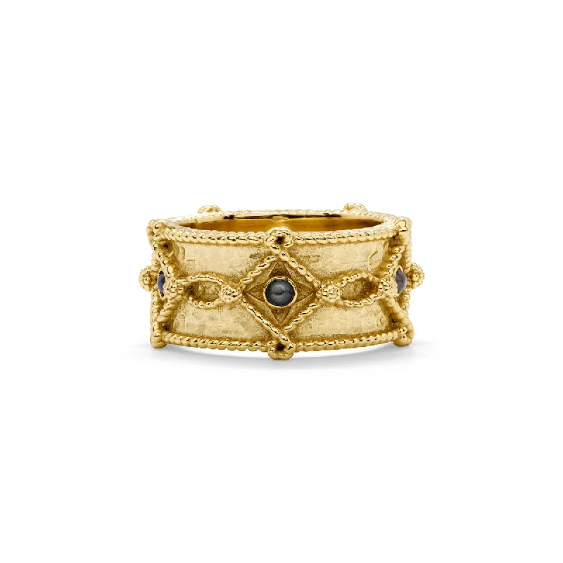 women's aquamarine ring-Victoria Ring Band - Gold/Blue Labradorite