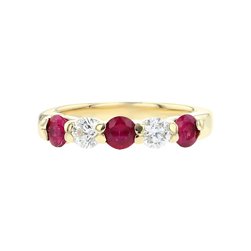 women's engagement ring-14K Yellow Gold Ruby and Diamond Wedding Ring