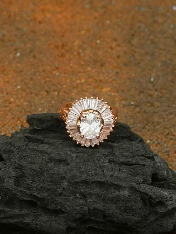 women's pinky ring-Rose Gold Upasna Zirconia Ring - EOSS