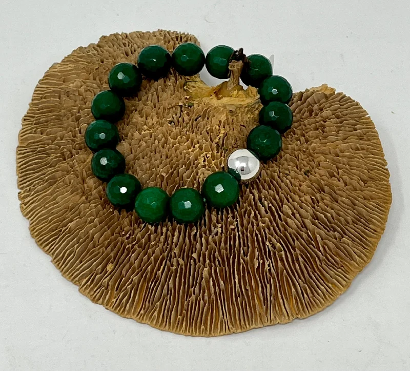 women's zodiac necklace-Large Green Agate Bracelet