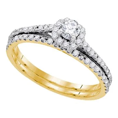 women's engraved engagement ring-10K DIAMOND BRIDAL WEDDING RING SET 1/2 CTTW (CERTIFIED)