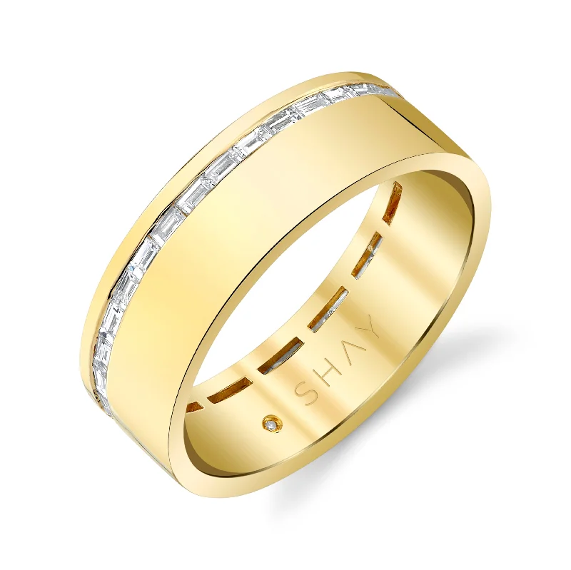 women's channel setting ring-READY TO SHIP MEN'S DIAMOND BAGUETTE SOLID GOLD RING