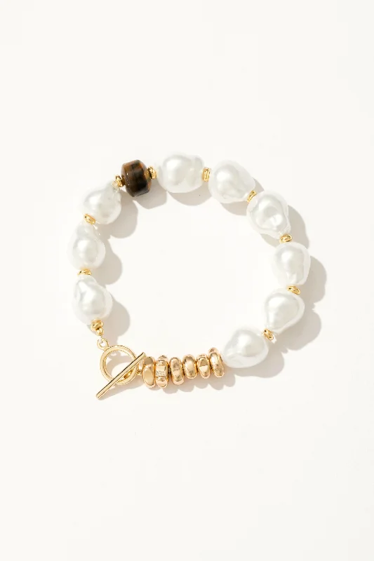 women's sun necklace-Tiger's Eye Statement Pearl Bracelet