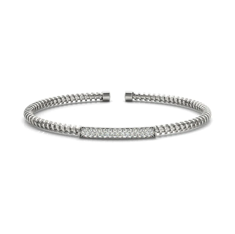 women's modern necklace-Screw Design 0.50 ctw Round Diamond Cuff Bangle Bracelet