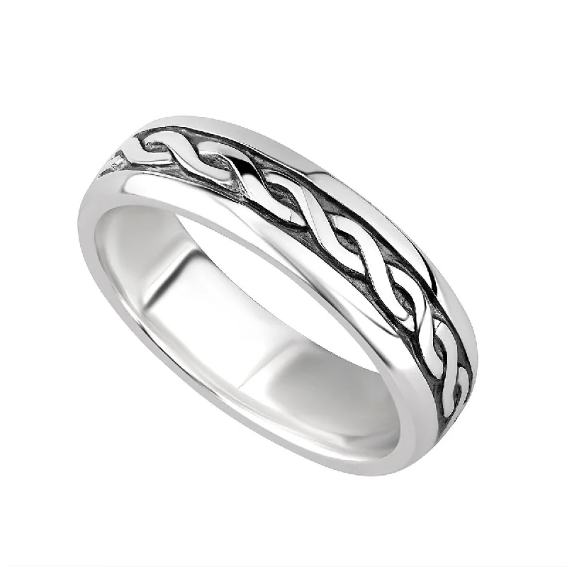 women's bezel-setting engagement ring-Women's Sterling Silver Celtic Wedding Ring S2648