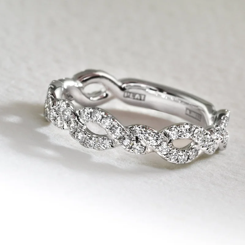 women's oval ring-Entwined Diamond Band In Platinum