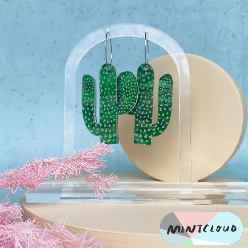 women's aquamarine ring-Mintcloud Dangle - Peekaboo and Acrylic Double Cacti