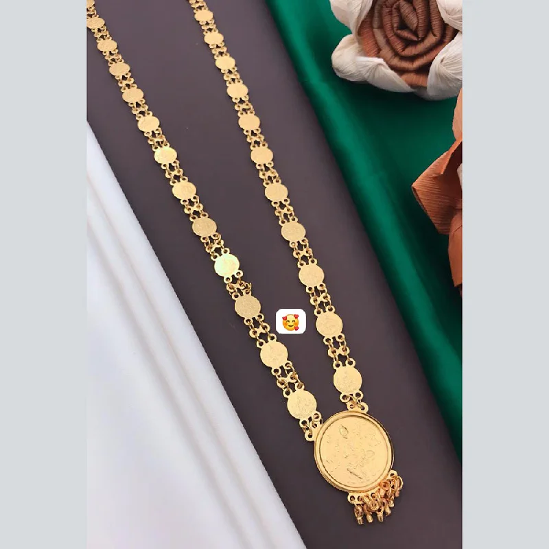 women's wave necklace-Pooja Bangles Gold Plated Long Necklace