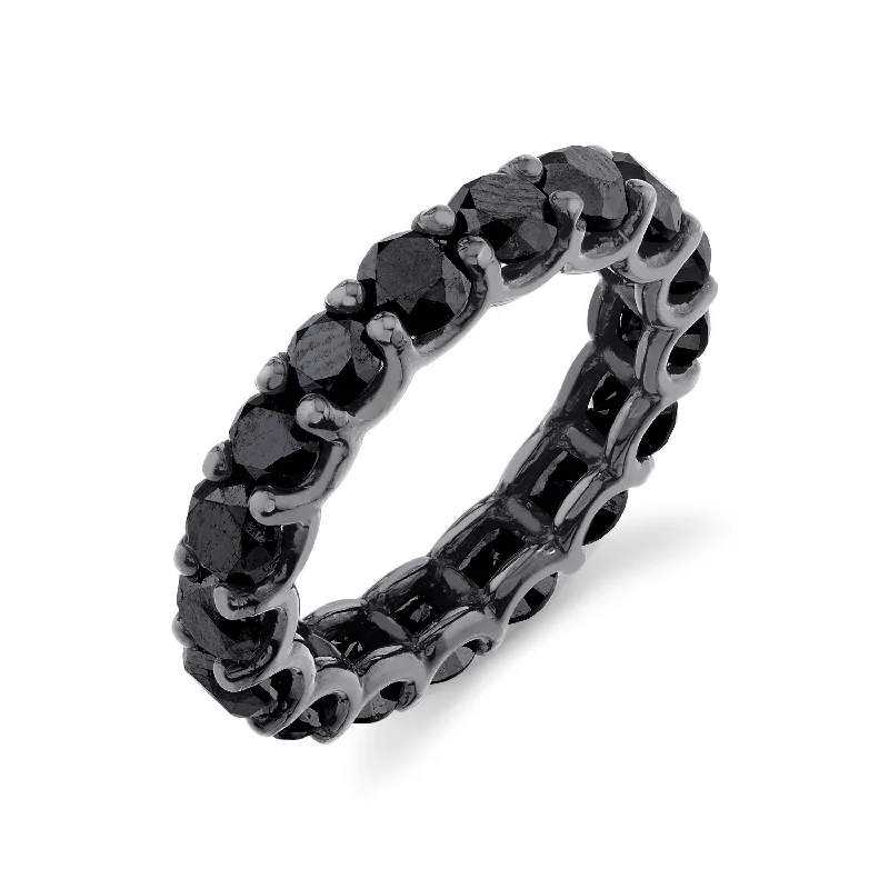 women's gothic ring-READY TO SHIP MEN'S BLACK DIAMOND ROUND ETERNITY BAND