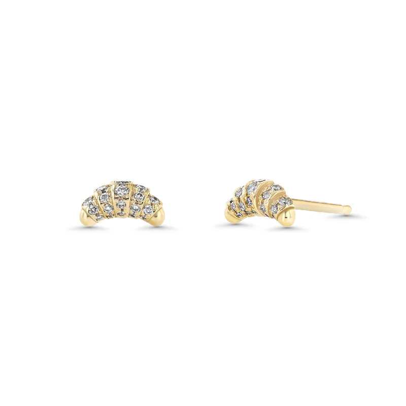 women's adjustable ring-Pave Croissant Stud