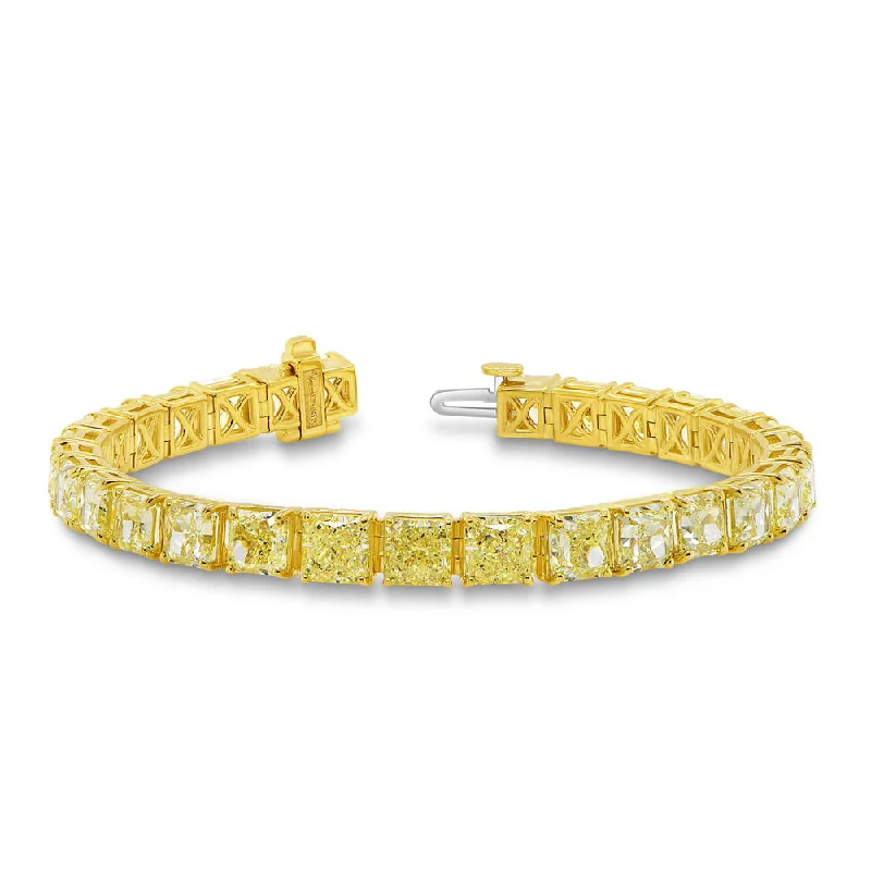 women's handcrafted necklace-Uneek Natureal Collection Radiant Fancy Light Yellow Diamond Tennis Bracelet