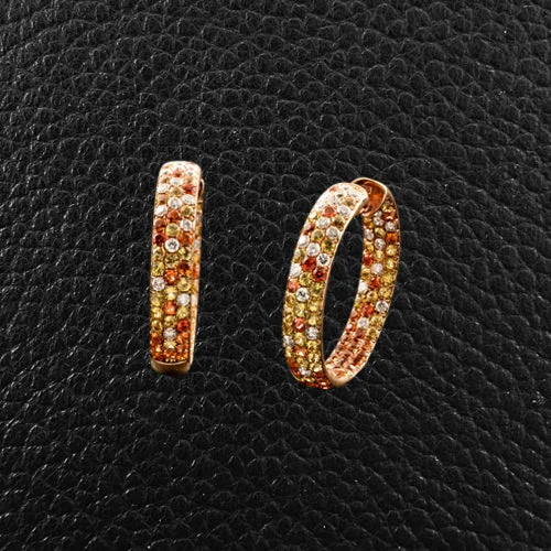 women's eternity ring-Orange & Yellow Sapphire Hoops