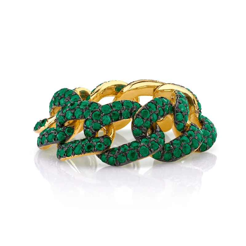 women's budget-friendly ring-READY TO SHIP GREEN GARNET PAVE ESSENTIAL LINK RING