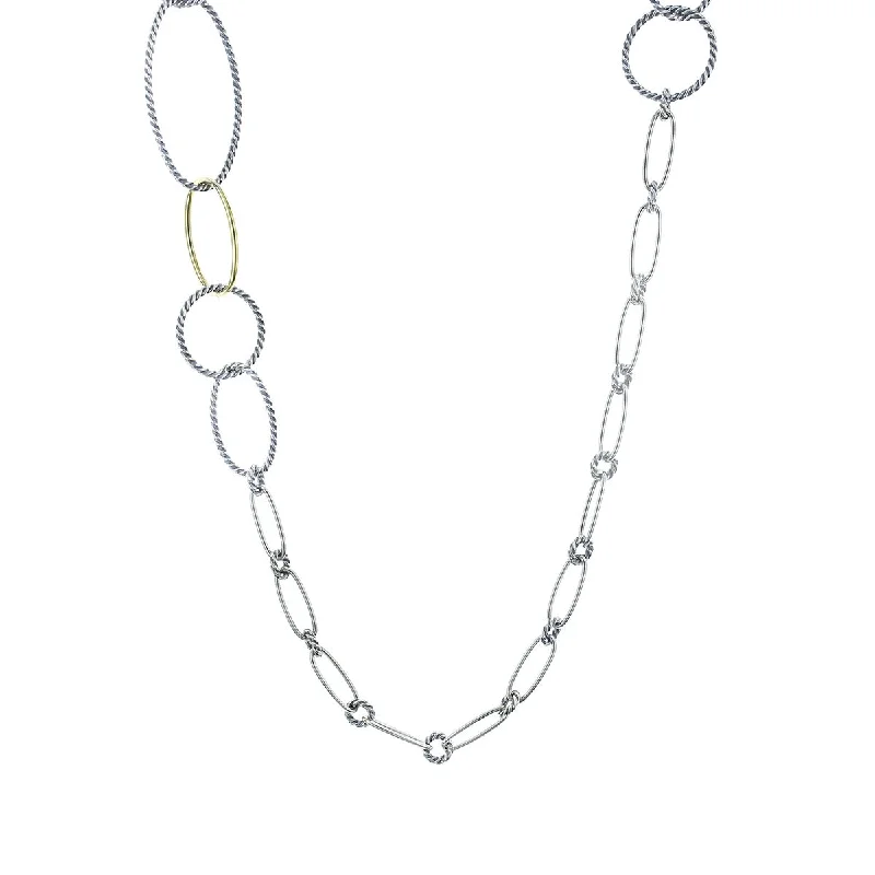 women's diamond necklace-David Yurman Mobile Link Necklace with Gold