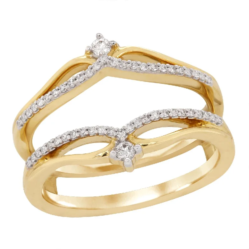 women's celebrity-style engagement ring-YELLOW GOLD DIAMOND WEDDING RING INSERT, .20 CT TW