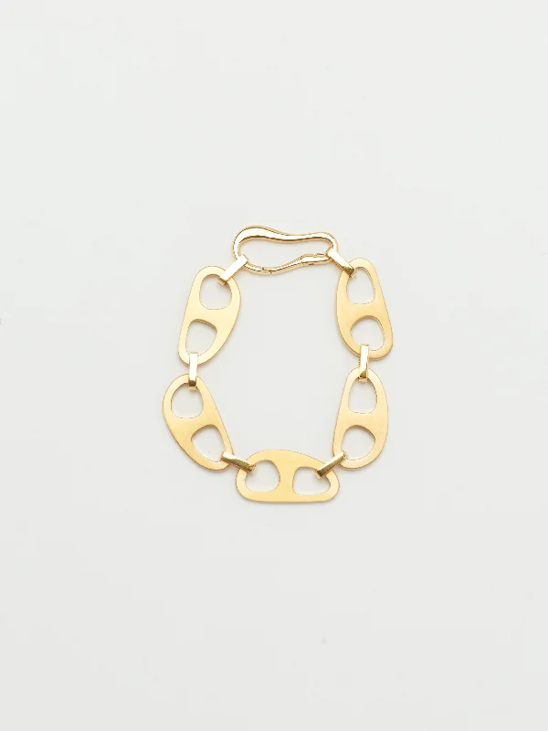 women's casual necklace-Gold Brushed Tab Bracelet