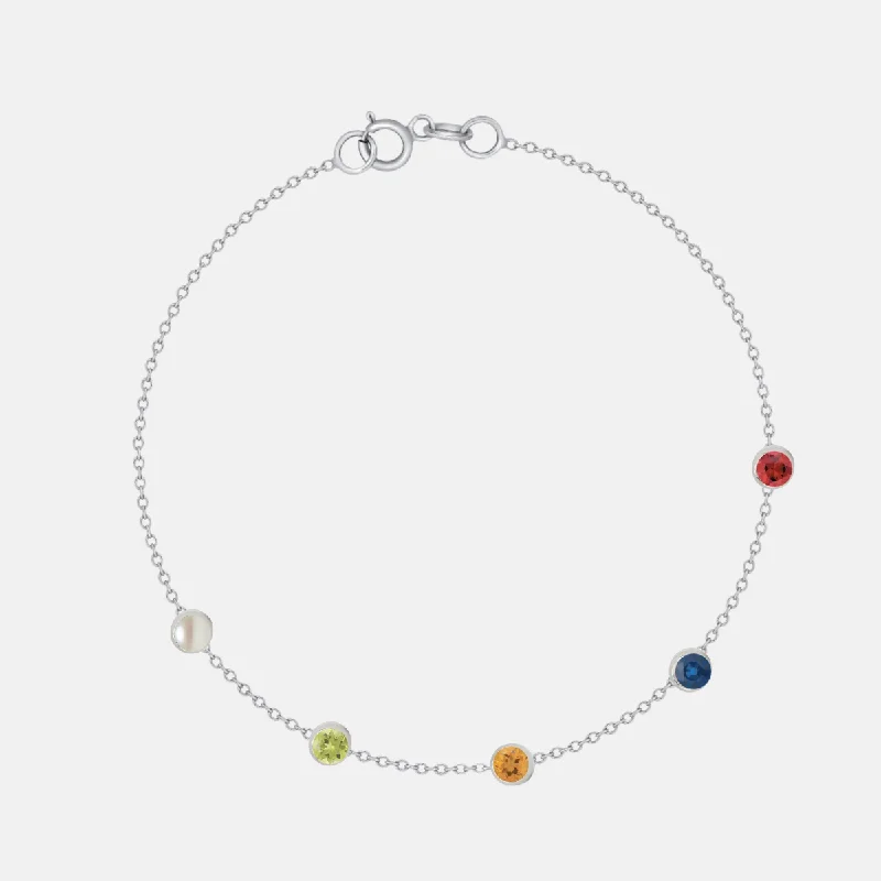 women's topaz necklace-14K Gold 5 Birthstone Charms Bracelet