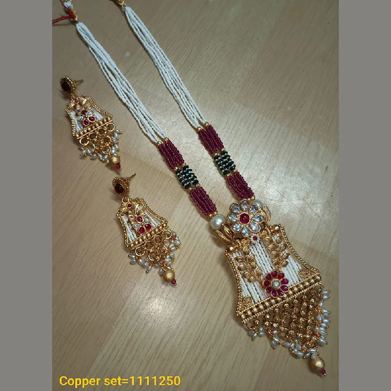 women's wedding necklace-Padmawati Bangles Gold Plated Long Necklace Set