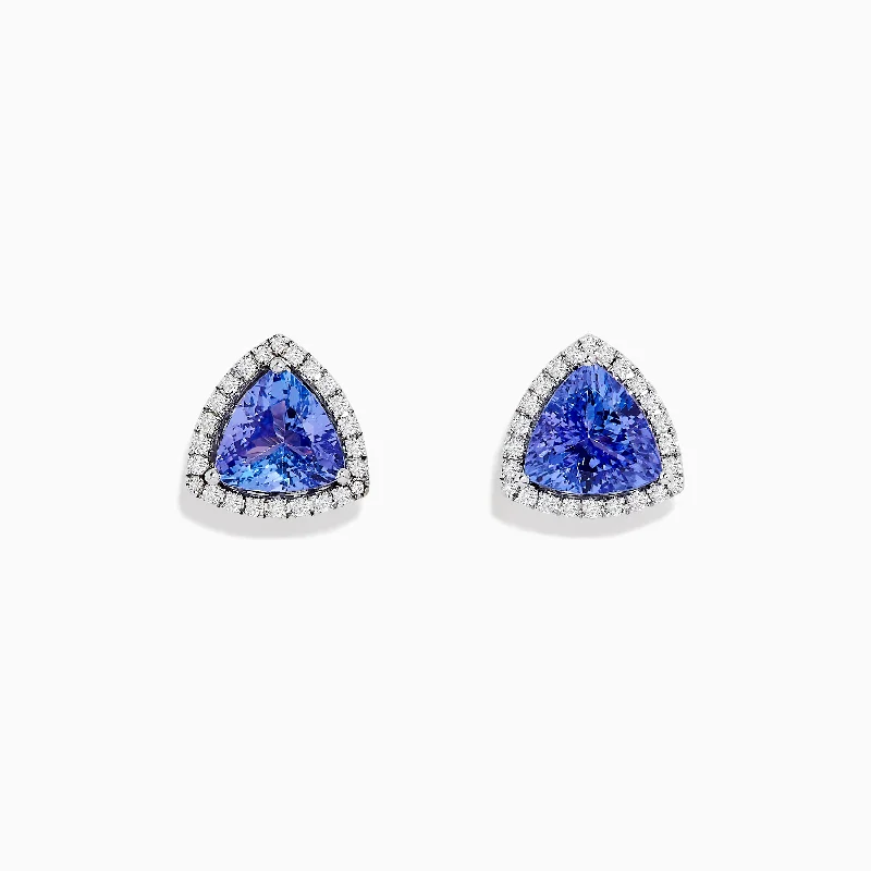 women's pearl ring-Nahla Siri 14K White Gold Tanzanite and Diamond Studs