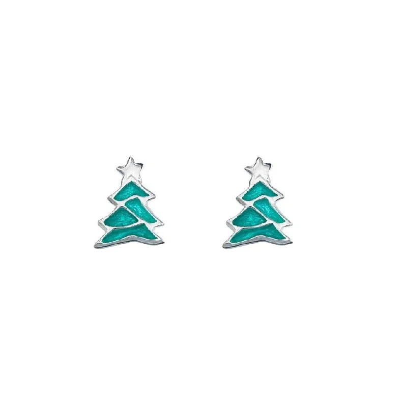 women's marquise ring-Sterling Silver Studs - Christmas Tree