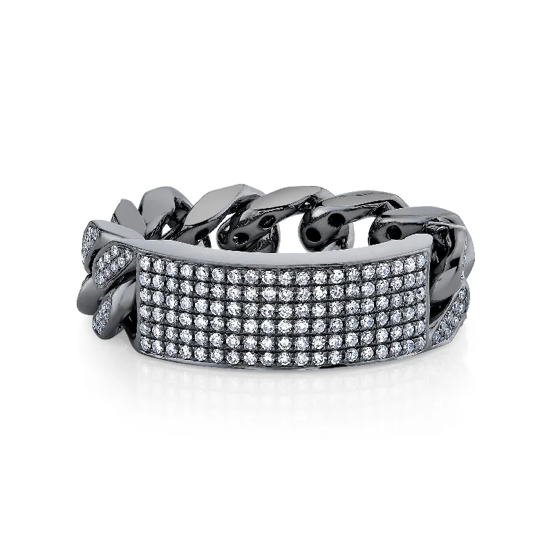 women's stacking ring-READY TO SHIP MEN'S DIAMOND PAVE ID RING