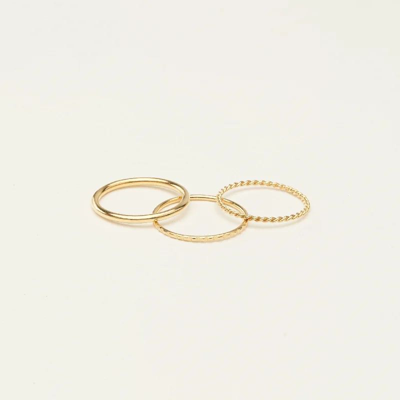 women's cocktail ring-Thin Stacking Rings Set