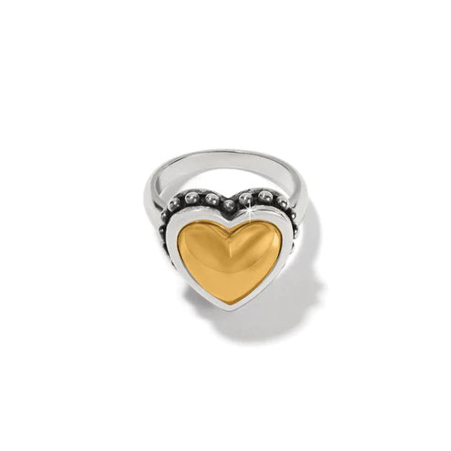 women's midi ring-Brighton | Pretty Tough Bold Heart Ring in Gold and Silver Tone