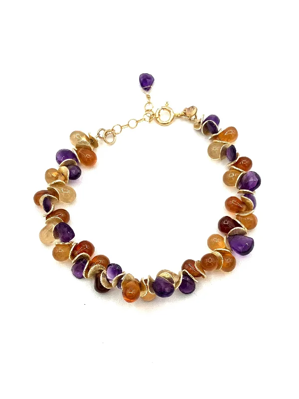 women's monogram necklace-Hessonite Garnet/Amethyst Signature Bracelet