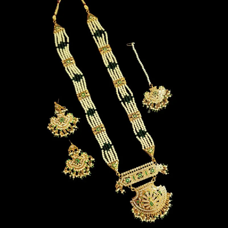 women's floral necklace-Manisha Jewellery Gold Plated Long Necklace Set