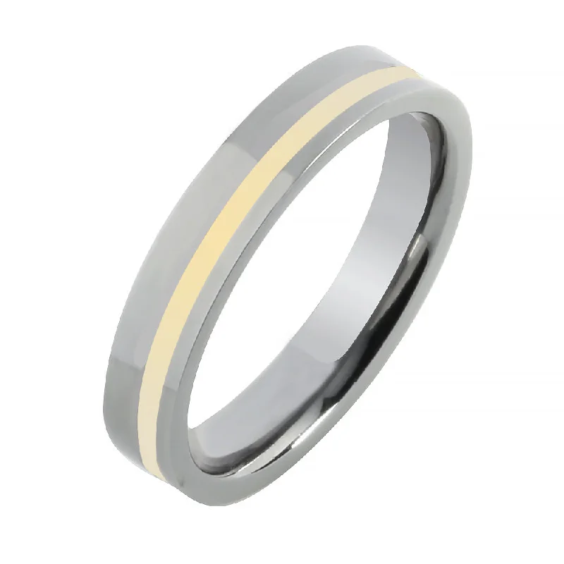 women's handcrafted engagement ring-Tantalum with 14K Yellow Gold Inlaid Wedding Ring Flat 4mm