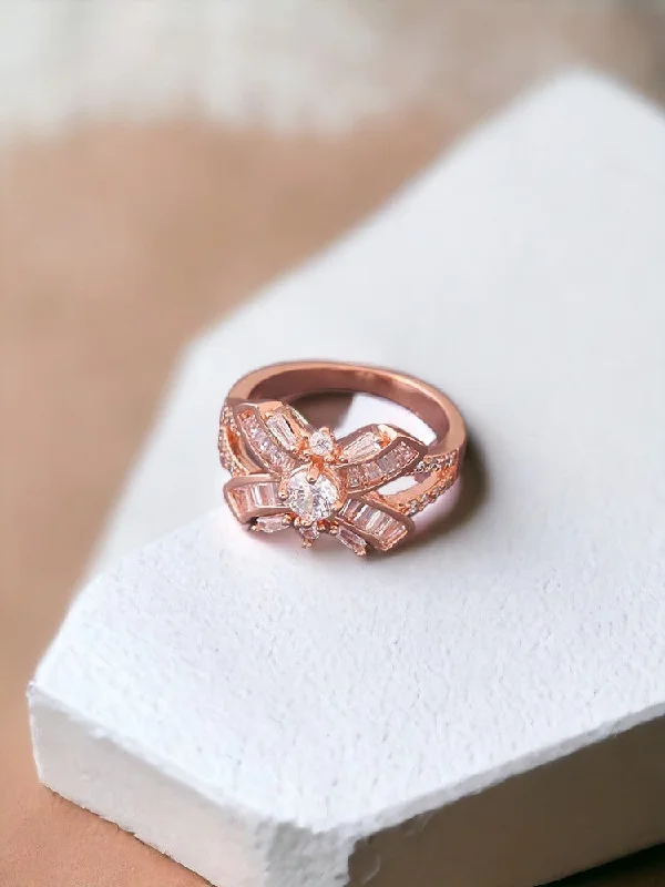 women's sapphire ring-Rose Gold Taymur Zirconia Ring