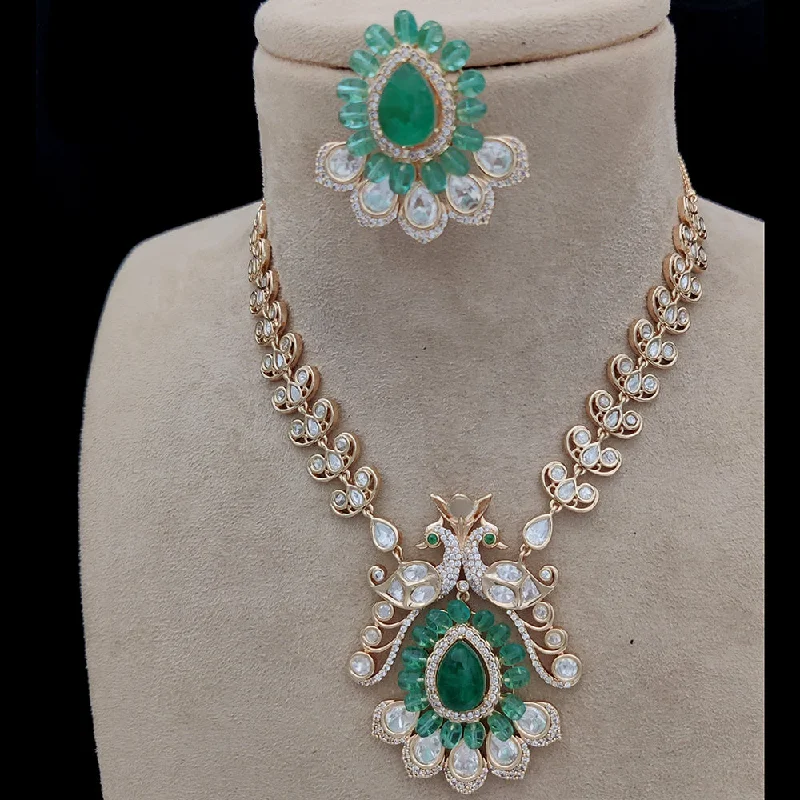 women's elegant necklace-Jewel Addiction Gold Plated Kundan Necklace Set