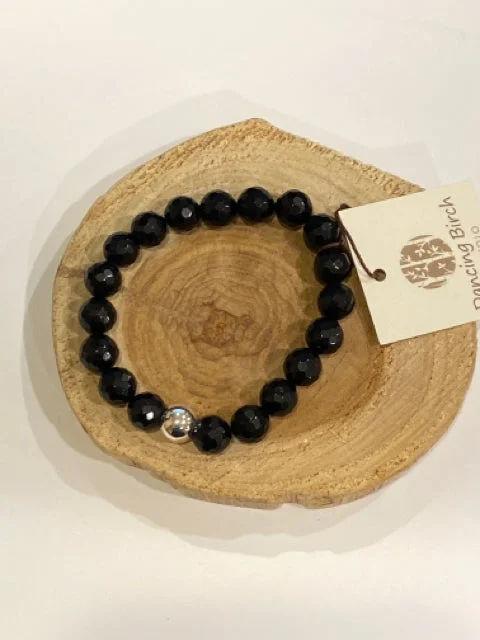 women's nature-inspired necklace-Faceted Black Onyx Bracelet